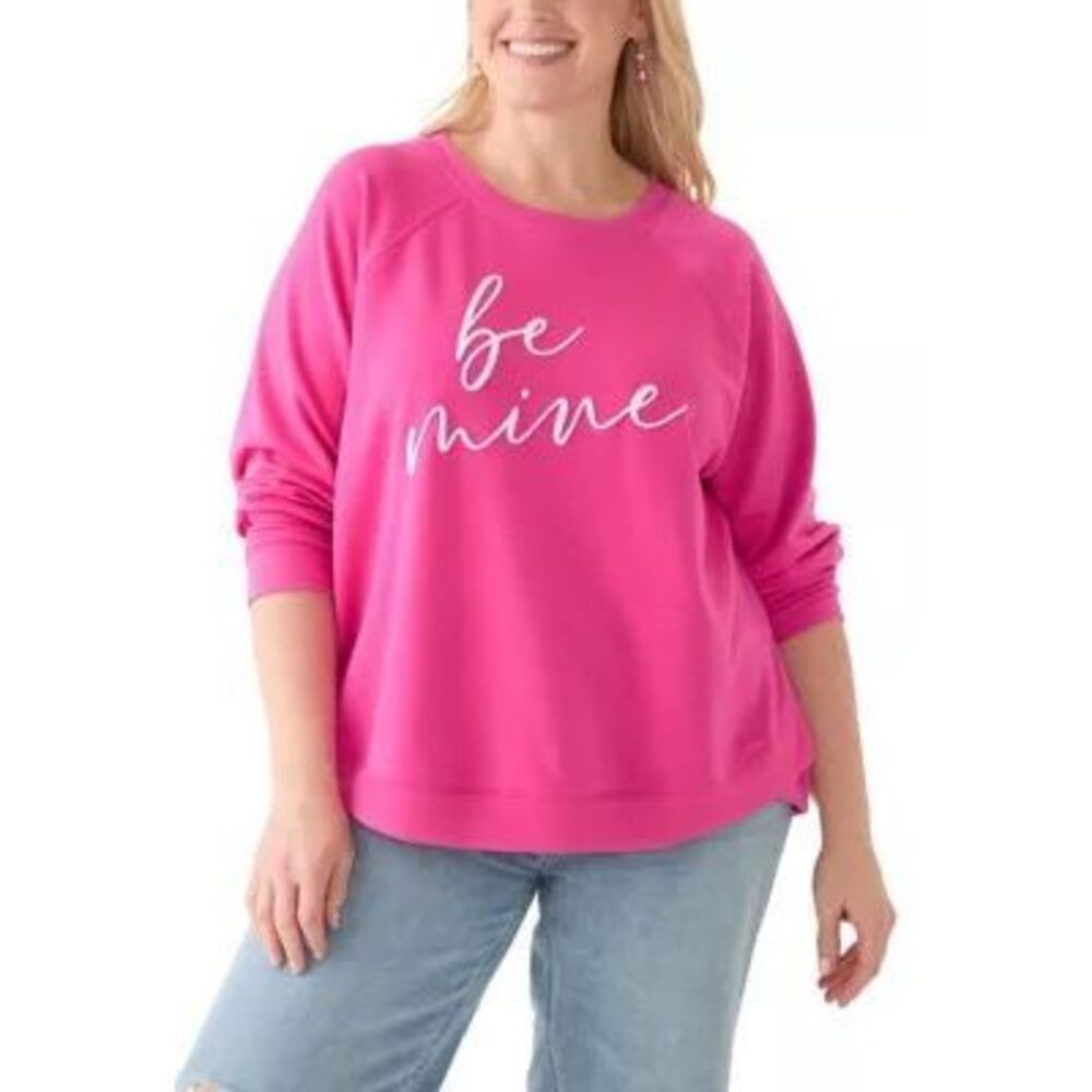 Philosophy Pink “Be Mine” Sweatshirt Valentine Embroidery Pullover Women’s L NWT